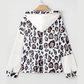 Adelyn Oversized Leopard Contrast Mixed Texture Patchwork Zip Up Drop Shoulder Hoodie