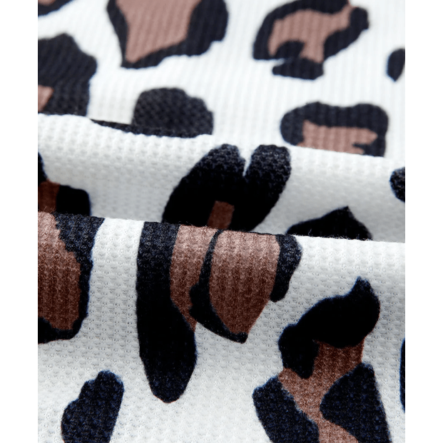 Adelyn Oversized Leopard Contrast Mixed Texture Patchwork Zip Up Drop Shoulder Hoodie