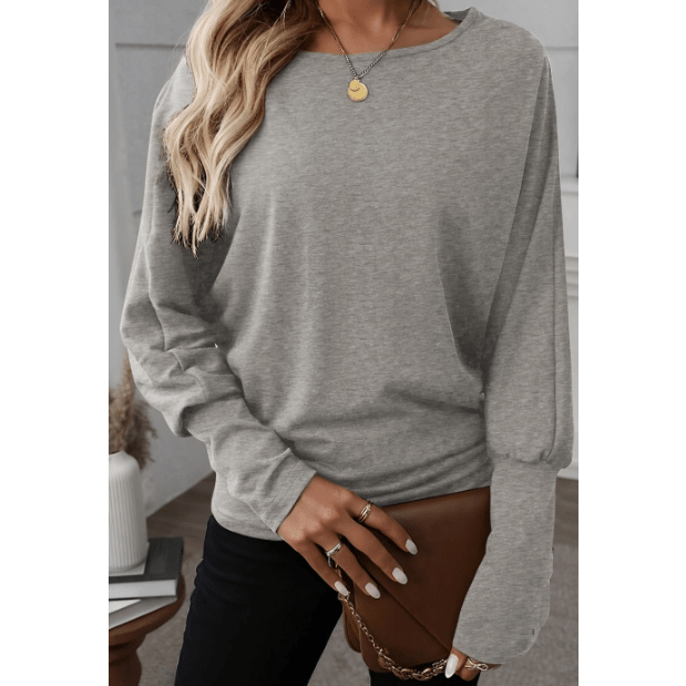 Chrystal Grey Extended Cuffs Long Sleeve Top