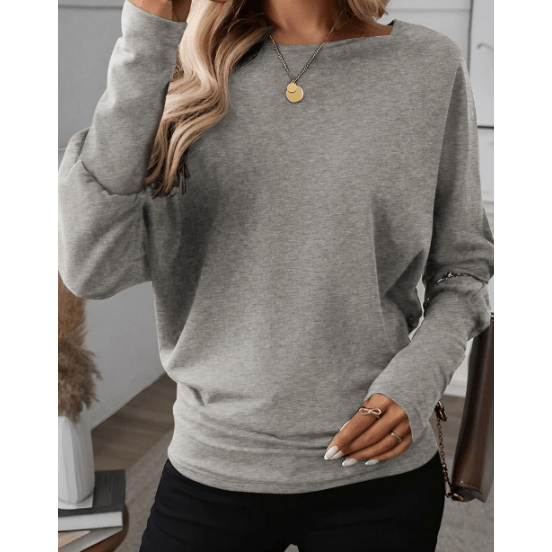 Chrystal Grey Extended Cuffs Long Sleeve Top