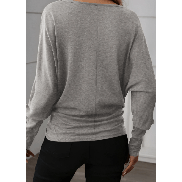 Chrystal Grey Extended Cuffs Long Sleeve Top