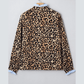Dior Brown Wild Leopard Print Contrast Striped Frilled Trim Chic Shirt