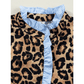 Dior Brown Wild Leopard Print Contrast Striped Frilled Trim Chic Shirt