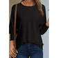 Farin Black Shirred Cuffs Solid Long Sleeve T Shirt
