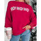 Red HO HO HO MERRY CHRISTMAS Drop Shoulder Loose Sweater