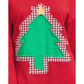 Fiery Red Plaid Frayed Double Christmas Tree Patched Drop Shoulder Sweatshirt