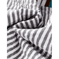 RTS Grey Striped Print Contrast Patchwork Detail Split Neck Blouse