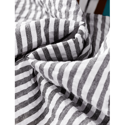 RTS Grey Striped Print Contrast Patchwork Detail Split Neck Blouse