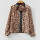 RTS Brown Leopard Print Contrast Frilled Trim Button Down V Neck Shirt