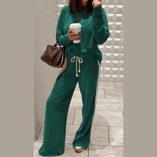 Tillie Pullover Top Varsity Stripe Detail Loose Drawstring Pants Set