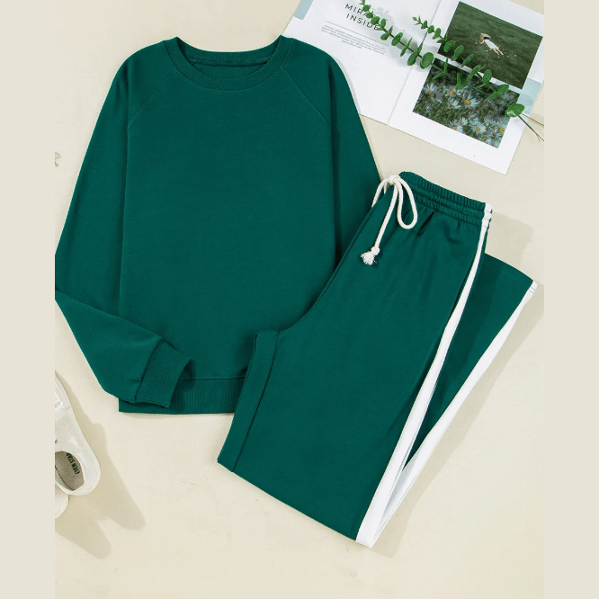 Tillie Pullover Top Varsity Stripe Detail Loose Drawstring Pants Set