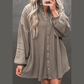 Fedra Simply Taupe Waffle Knit Shirt Tunic Dress