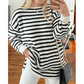 Jodie Black Striped Knit Split Hem Baggy Sweater