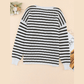 Jodie Black Striped Knit Split Hem Baggy Sweater