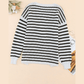 Jodie Black Striped Knit Split Hem Baggy Sweater