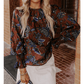Kris Floral Print Smocked Cuffs Shift Blouse