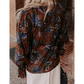 Kris Floral Print Smocked Cuffs Shift Blouse