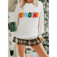 White HOHOHO MERRY CHRISTMAS Chenille Graphic Drop Shoulder Holiday Sweater