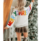 White HOHOHO MERRY CHRISTMAS Chenille Graphic Drop Shoulder Holiday Sweater