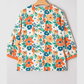 Dodie Orange Frilled V Neck Floral Print Bracelet Sleeve Blouse