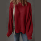 Innes Red Dahlia Front Seam Drop Shoulder Loose Sweater