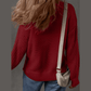 Innes Red Dahlia Front Seam Drop Shoulder Loose Sweater