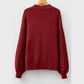 Innes Red Dahlia Front Seam Drop Shoulder Loose Sweater