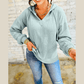 Cossette Aqua Ribbed Drop Shoulder Knit Hoodie