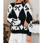 Marni Black Bow Print 2-tone Rhombus Knit Loose Sweater