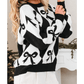 Marni Black Bow Print 2-tone Rhombus Knit Loose Sweater