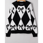 Marni Black Bow Print 2-tone Rhombus Knit Loose Sweater