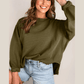 Bexley Horizontal Ribbed Exposed Seam Patchwork Sleeve Loose Top