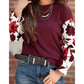 Irvine Floral Sleeve Solid Ribbed Body Patchwork Long Sleeve Top