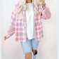Nikita Pink Brushed Plaid Corduroy Flap Pockets Patchwork Shacket