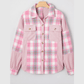 Nikita Pink Brushed Plaid Corduroy Flap Pockets Patchwork Shacket