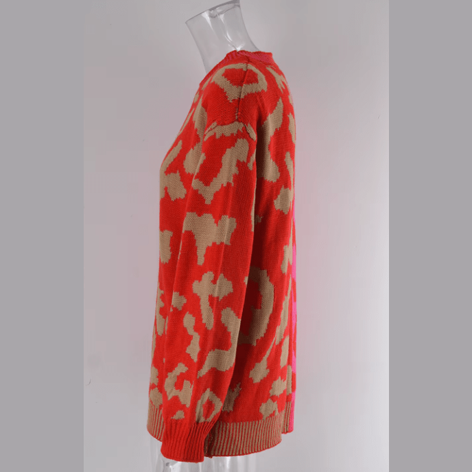 Lenaya Leopard Lines Colorblock Knit Sweater - 3 Colors