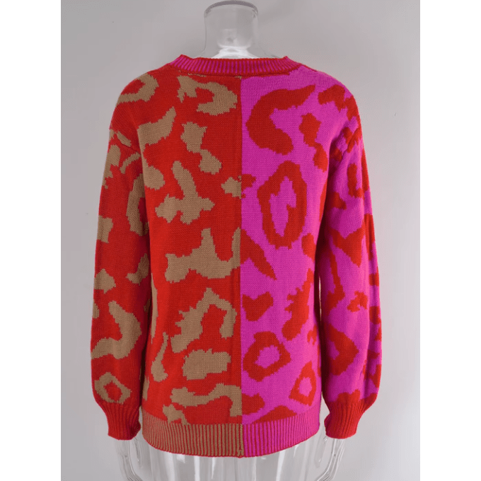 Lenaya Leopard Lines Colorblock Knit Sweater - 3 Colors