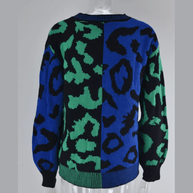 Lenaya Leopard Lines Colorblock Knit Sweater - 3 Colors