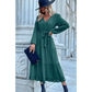 Gaelle Green Button Front Tiered Midi Dress