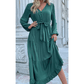 Gaelle Green Button Front Tiered Midi Dress