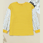 Lou Lou Yellow Stripe Striped Contrast Floral Sleeve Patchwork Plus Size Loose Top