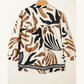 Wynn Brown Abstract Print Puff Sleeve Loose Blouse