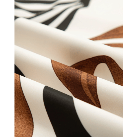 Wynn Brown Abstract Print Puff Sleeve Loose Blouse