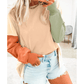 Hester Beige Color Block Patchwork Split Hem Casual Sweatshirt