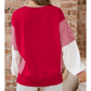 Jenci Red Striped Patchwork Sleeve Colorblock Sweatshirt