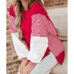 Jenci Red Striped Patchwork Sleeve Colorblock Sweatshirt