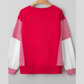 Jenci Red Striped Patchwork Sleeve Colorblock Sweatshirt