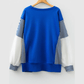 Jenci Blue Striped Patchwork Sleeve Colorblock Sweatshirt