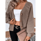 Charlee Mixed Texture Knit Button V Neck Sweater Cardigan