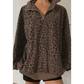 RTS Haleigh Brown Leopard Print Quarter Zip Corduroy Sweatshirt